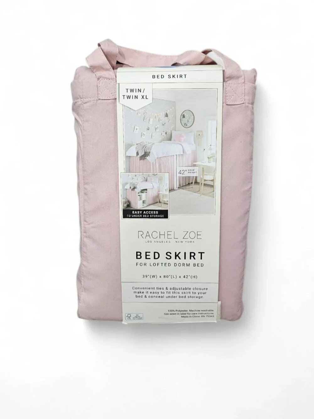 Rachel Zoe Bed Skirt Lofted Dorm Bed Twin XL Bedding New Pink 39